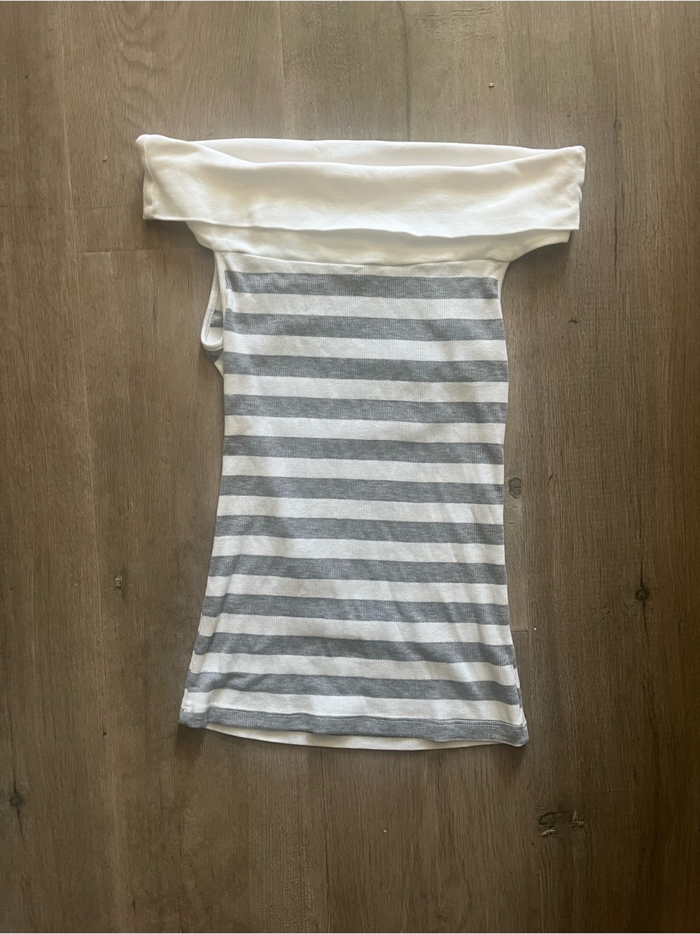 Ella Moss Off-Shoulder Striped Camisole - White and Light Gray